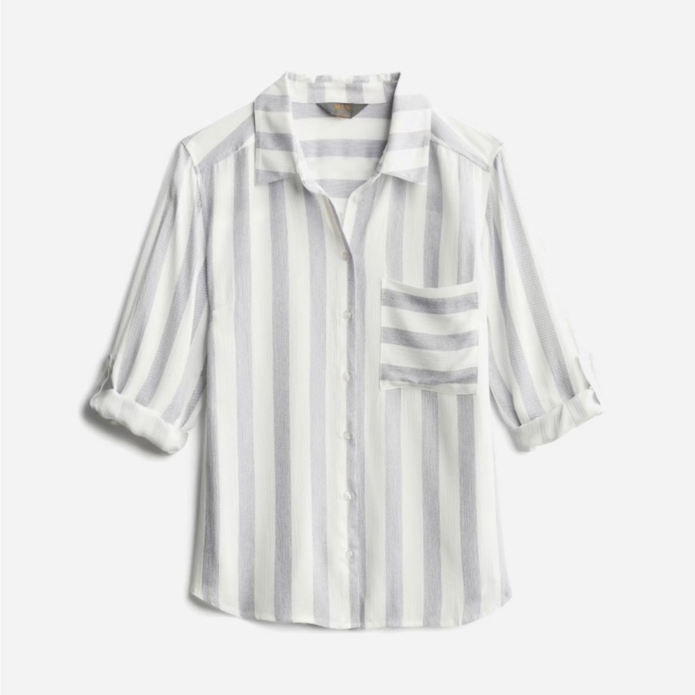 Parker Button Down Shirt in white and navy blue